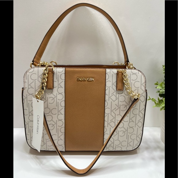 Calvin Klein Handbags - NEW Calvin Klein Monogram Logo Chainlink Satchel